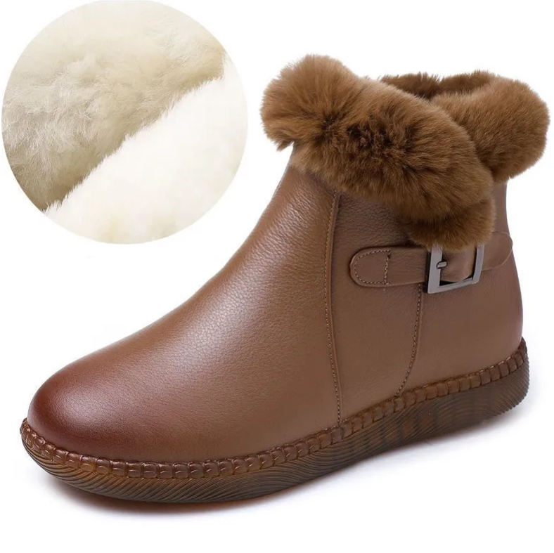 Botas de lana con suela blanda de cuero genuino