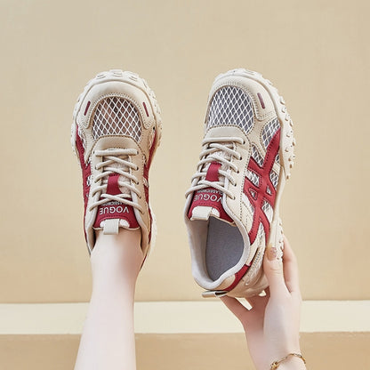 Zapatos casuales de malla con suela gruesa que realzan la altura