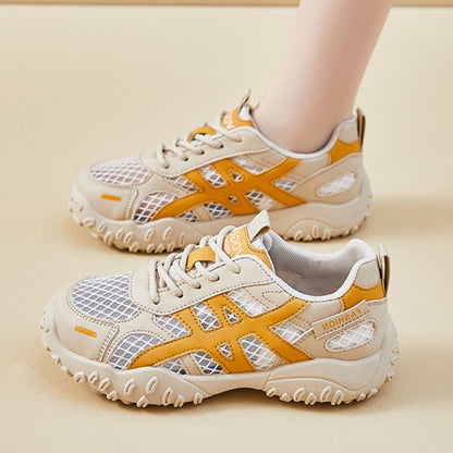 Zapatos casuales de malla con suela gruesa que realzan la altura