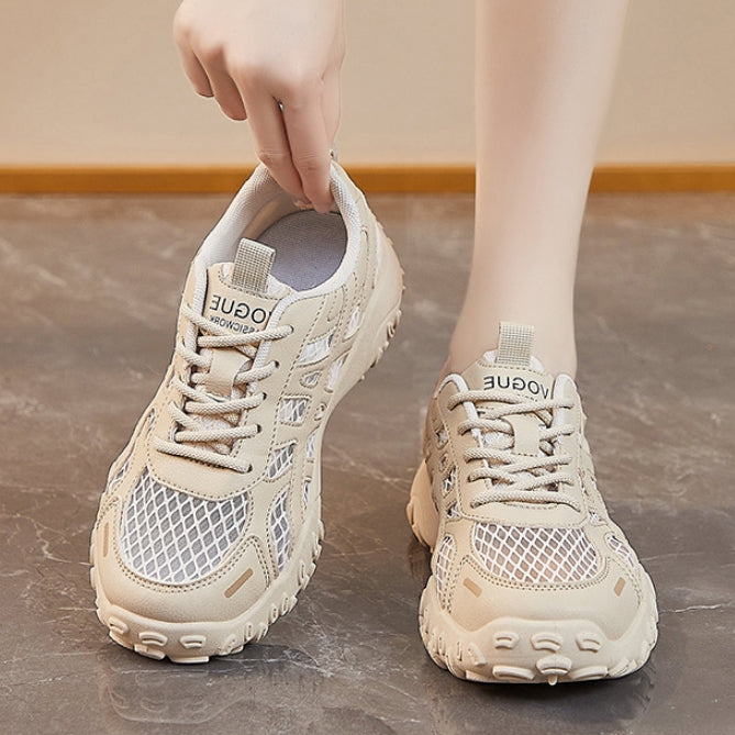 Zapatos casuales de malla con suela gruesa que realzan la altura