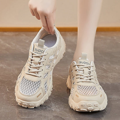 Zapatos casuales de malla con suela gruesa que realzan la altura