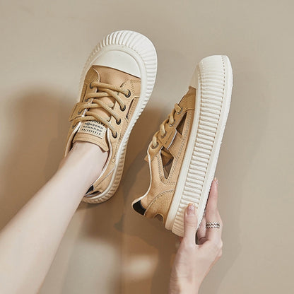 Zapatillas casuales huecas con punta redonda