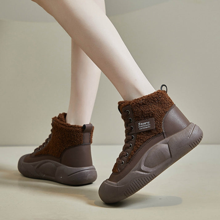 Zapatos casuales de terciopelo con suela gruesa que realzan la altura