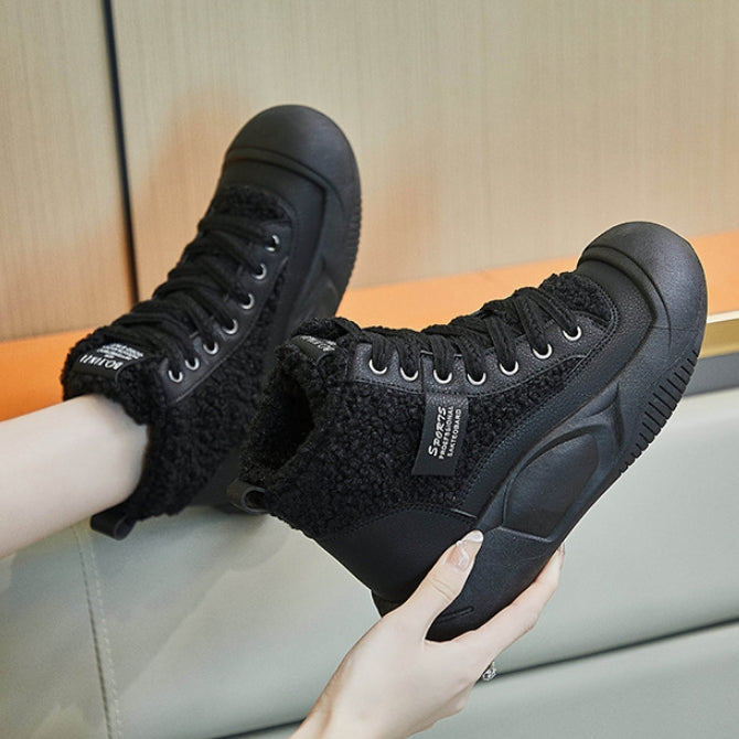 Zapatos casuales de terciopelo con suela gruesa que realzan la altura