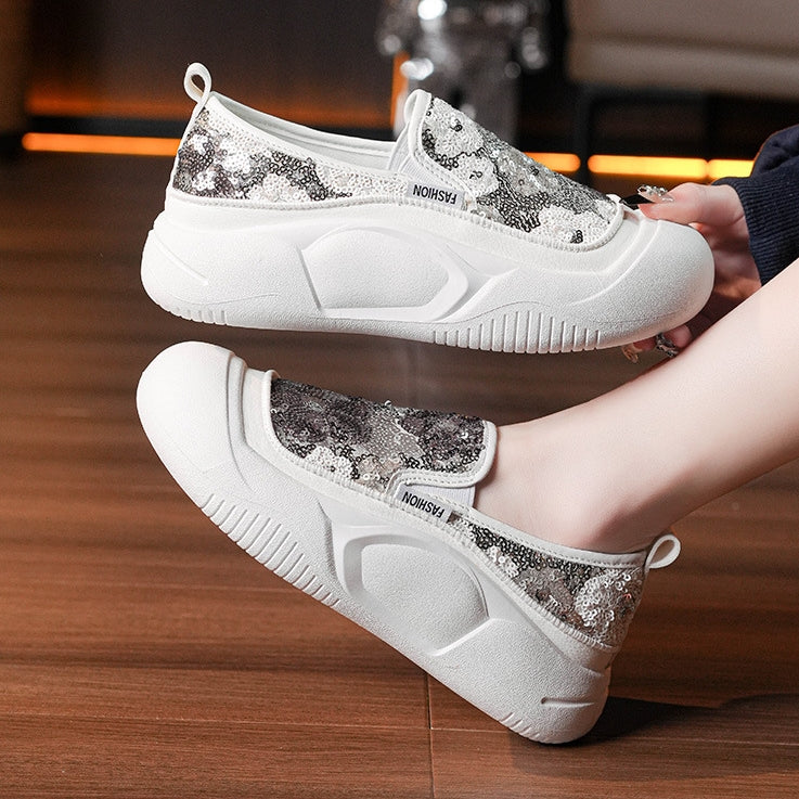 Mocasines de plataforma de 4 cm con lentejuelas