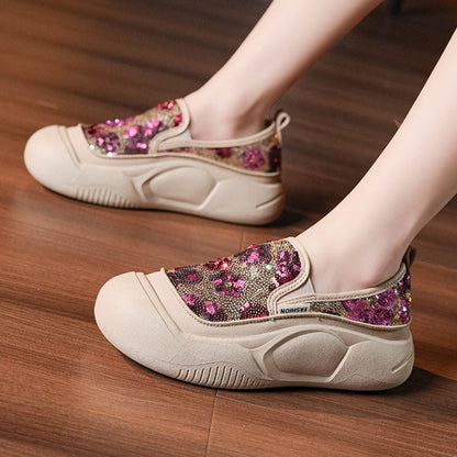 Mocasines de plataforma de 4 cm con lentejuelas