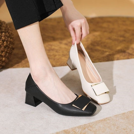 Zapatos de cuero de tacón grueso:No hará que tus pies se sientan cansados