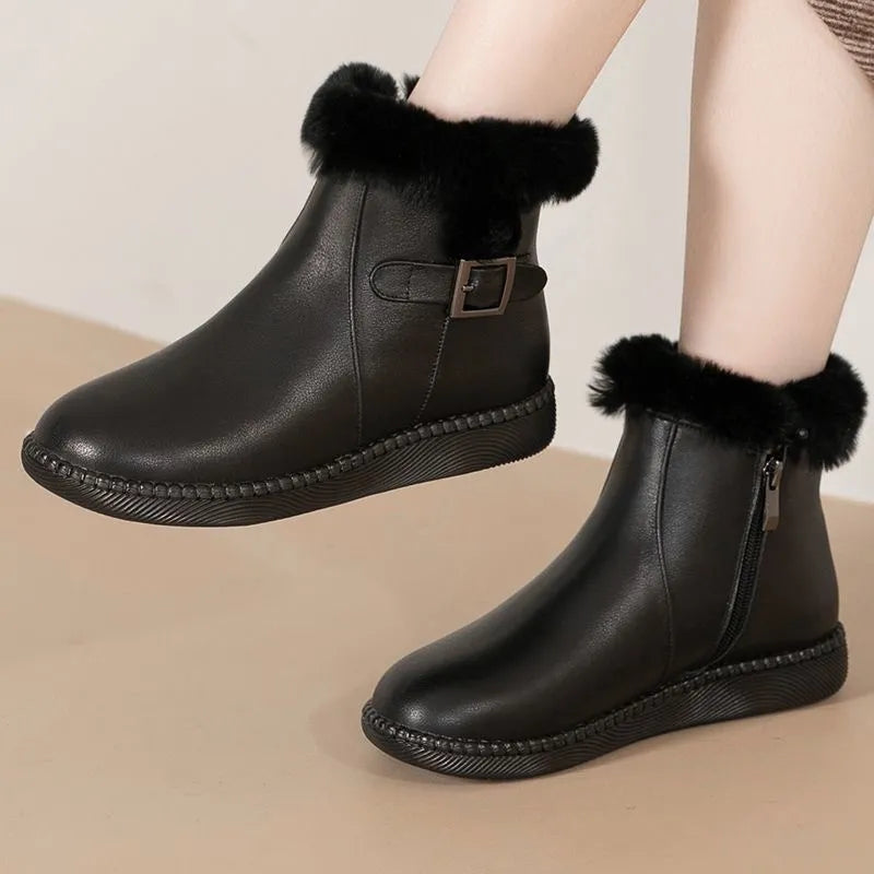Botas de lana con suela blanda de cuero genuino
