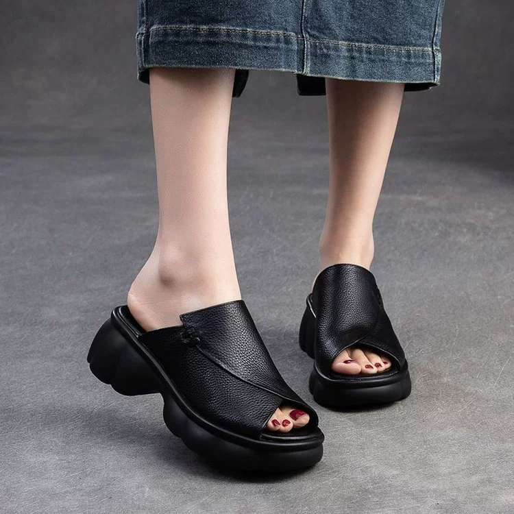 Sandalias peep toe de piel suave