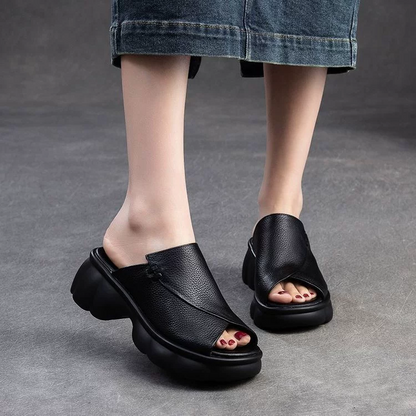 Sandalias peep toe de piel suave