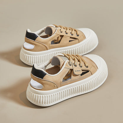 Zapatillas casuales huecas con punta redonda