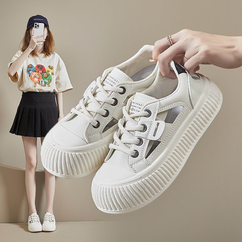 Zapatillas casuales huecas con punta redonda
