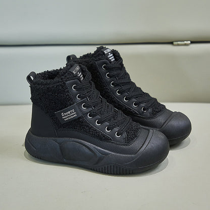 Zapatos casuales de terciopelo con suela gruesa que realzan la altura