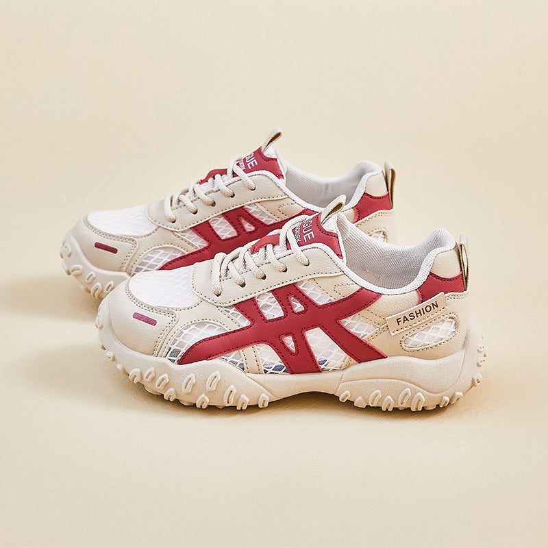 Zapatos casuales de malla con suela gruesa que realzan la altura