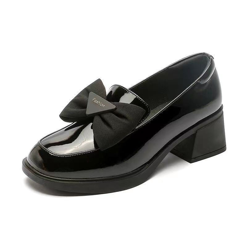 ✨Zapatos de piel para mujer de tacón medio con lazo