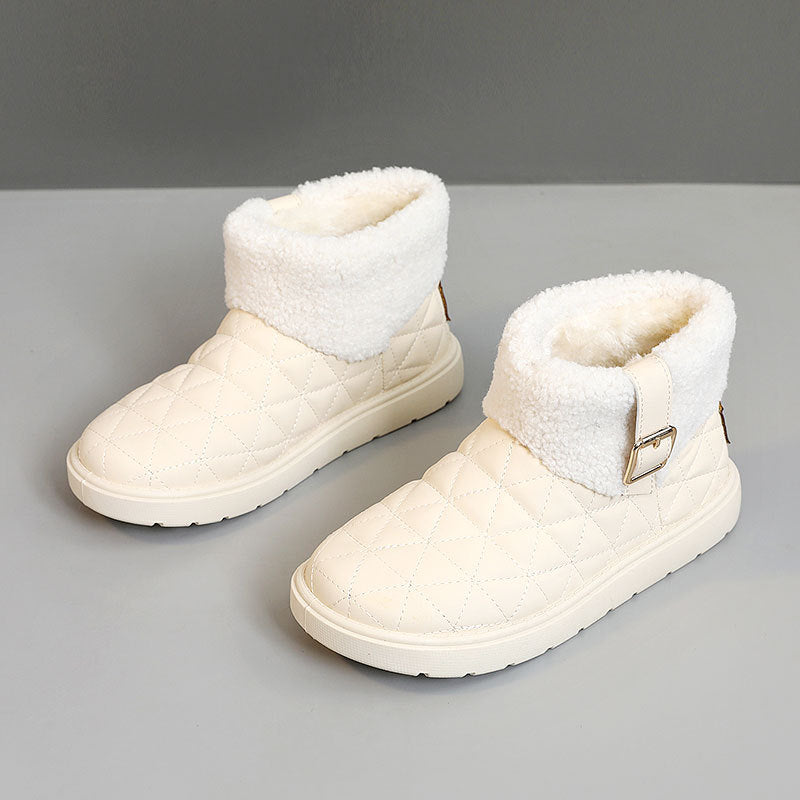 Zapatos de algodón con aumento de altura de color sólido y forro polar