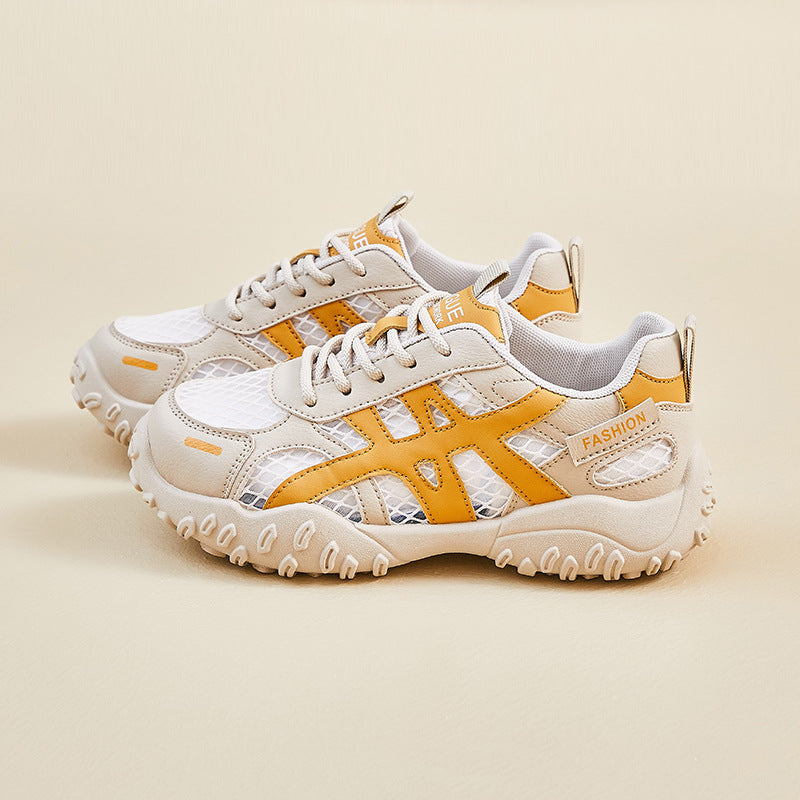 Zapatos casuales de malla con suela gruesa que realzan la altura