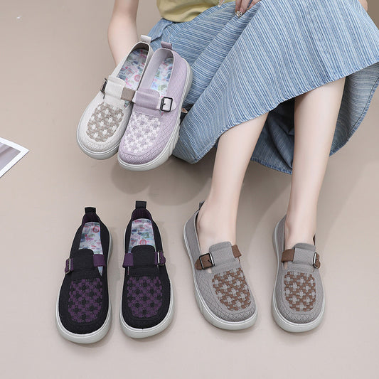 Zapatos casuales ligeros sin cordones con suela gruesa