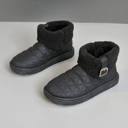 Zapatos de algodón con aumento de altura de color sólido y forro polar