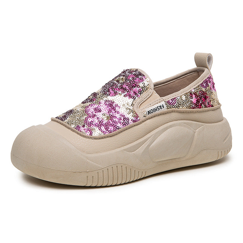 Mocasines de plataforma de 4 cm con lentejuelas