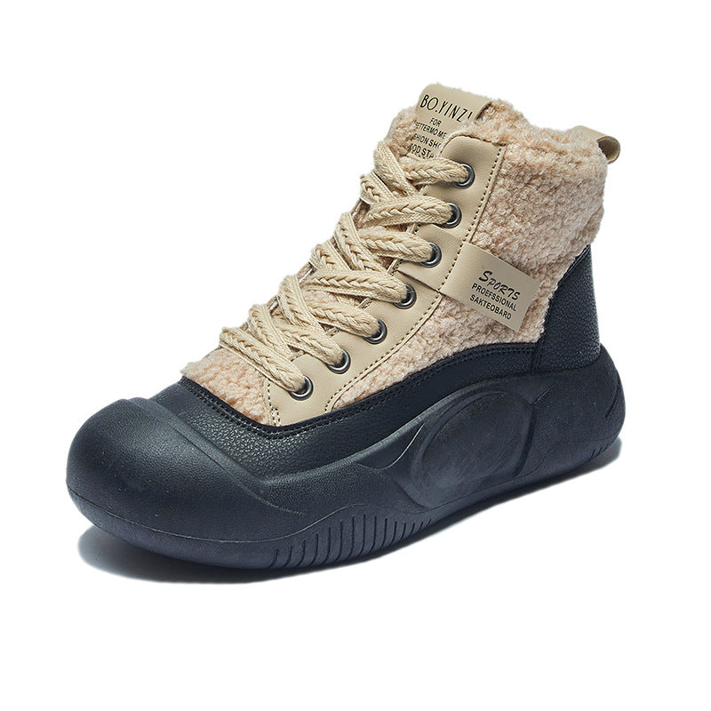 Zapatos casuales de terciopelo con suela gruesa que realzan la altura