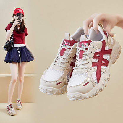 Zapatos casuales de malla con suela gruesa que realzan la altura