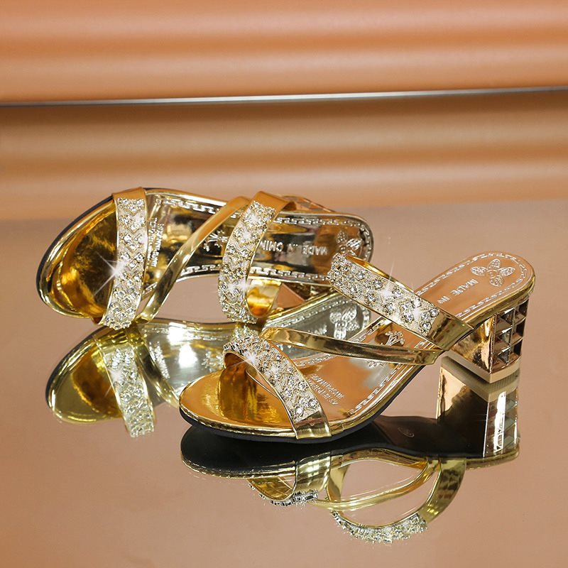 Sandalias de verano de moda con diamantes de imitación