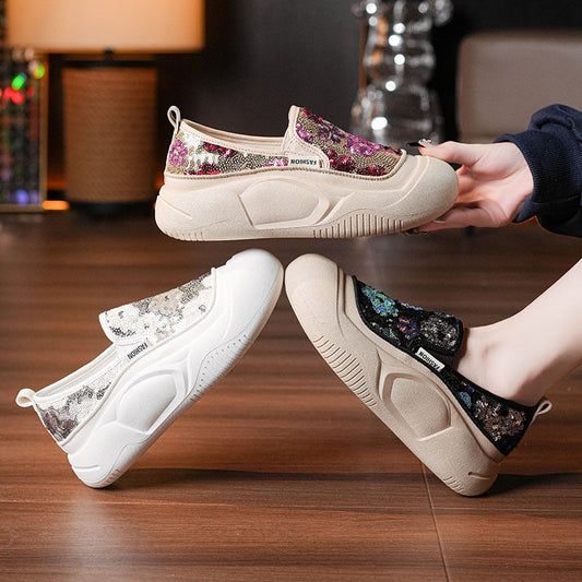 Mocasines de plataforma de 4 cm con lentejuelas