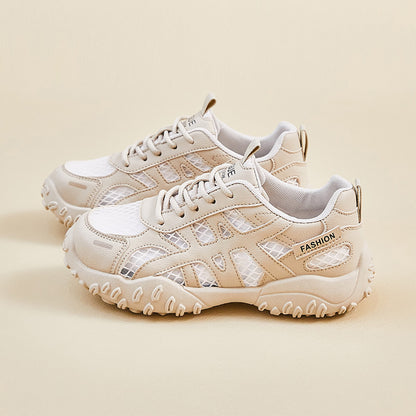 Zapatos casuales de malla con suela gruesa que realzan la altura