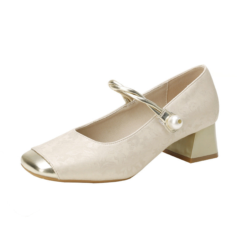 zapatos de tacón grueso estampados