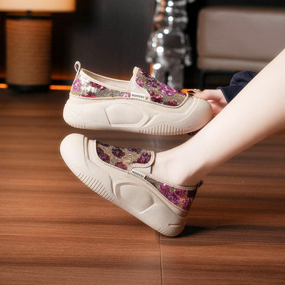 Mocasines de plataforma de 4 cm con lentejuelas