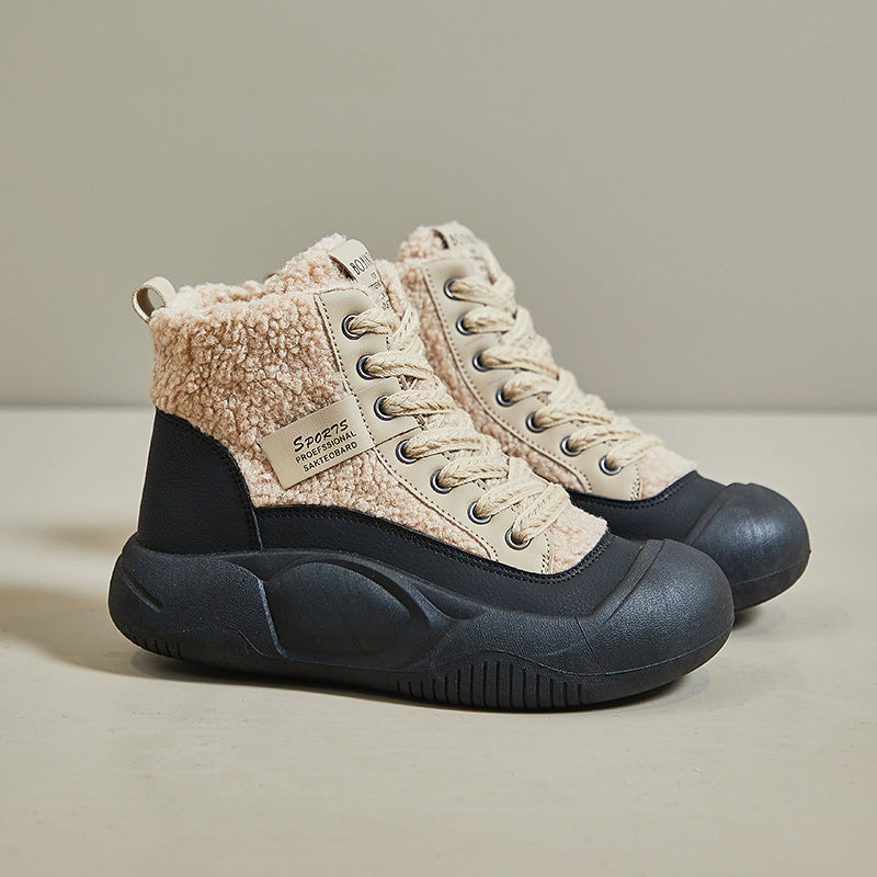 Zapatos casuales de terciopelo con suela gruesa que realzan la altura