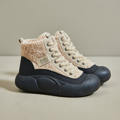 Zapatos casuales de terciopelo con suela gruesa que realzan la altura