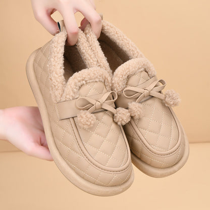 Zapatos de algodón cálidos antideslizantes de vellón grueso