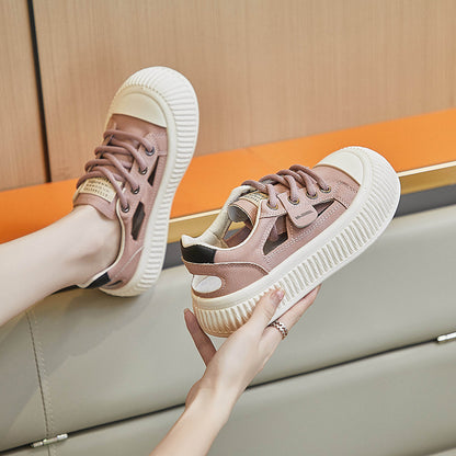 Zapatillas casuales huecas con punta redonda
