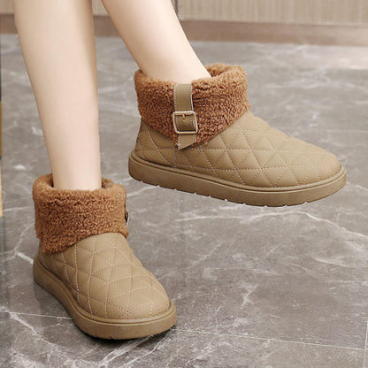 Zapatos de algodón con aumento de altura de color sólido y forro polar